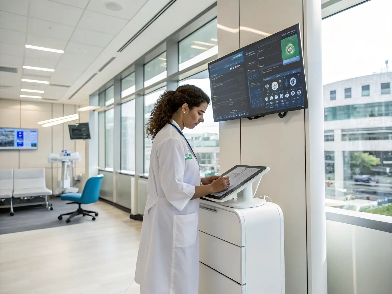An advanced AI diagnostic tool analyzing medical scans, illustrating Voyage Capital's investment in medical AI ventures.