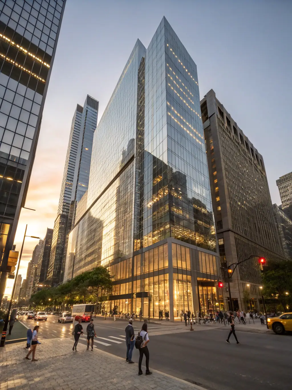 A modern office building with a glass facade, representing a fintech company, symbolizing innovation and financial technology.