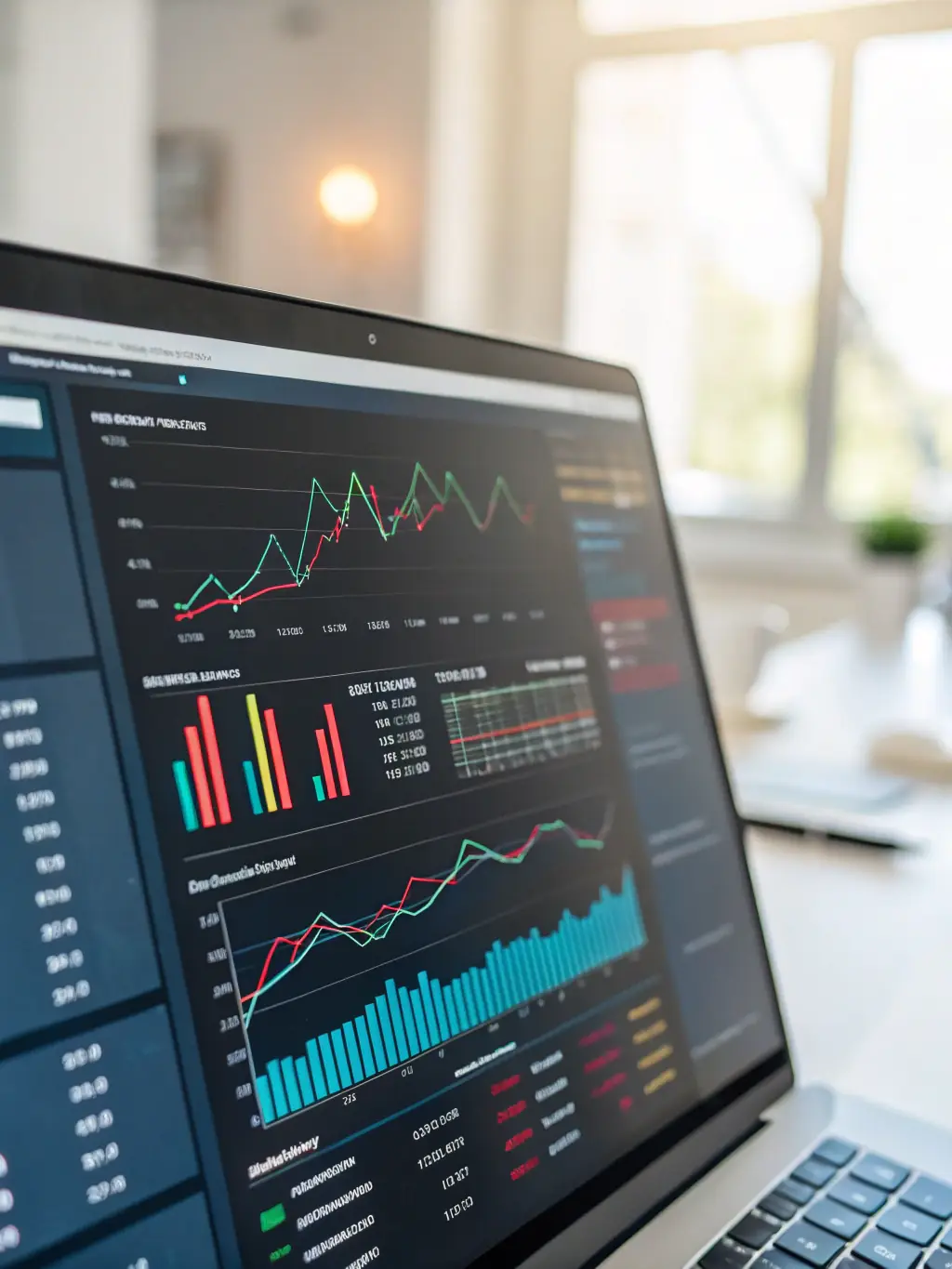 An image of a secure digital interface displaying financial data and charts, representing the secure and data-driven approach of Voyage Capital.